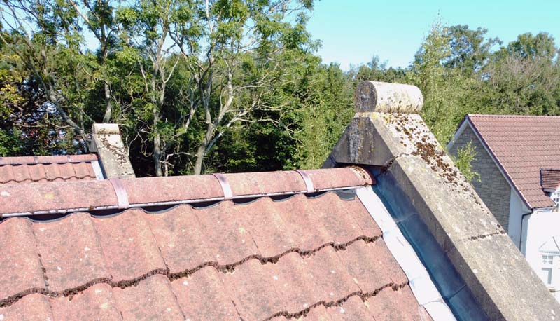 Drone image of part of a residential property roof.