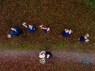 Overhead image of a wedding party