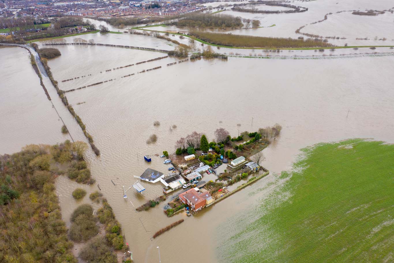 Aerial photograph of flooding