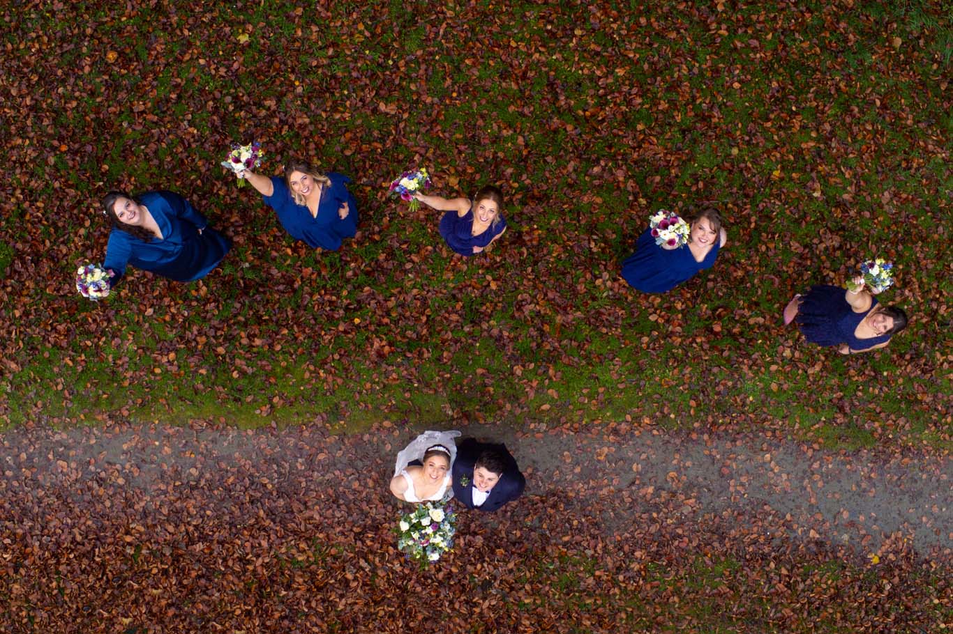 Aerial photograph of a wedding